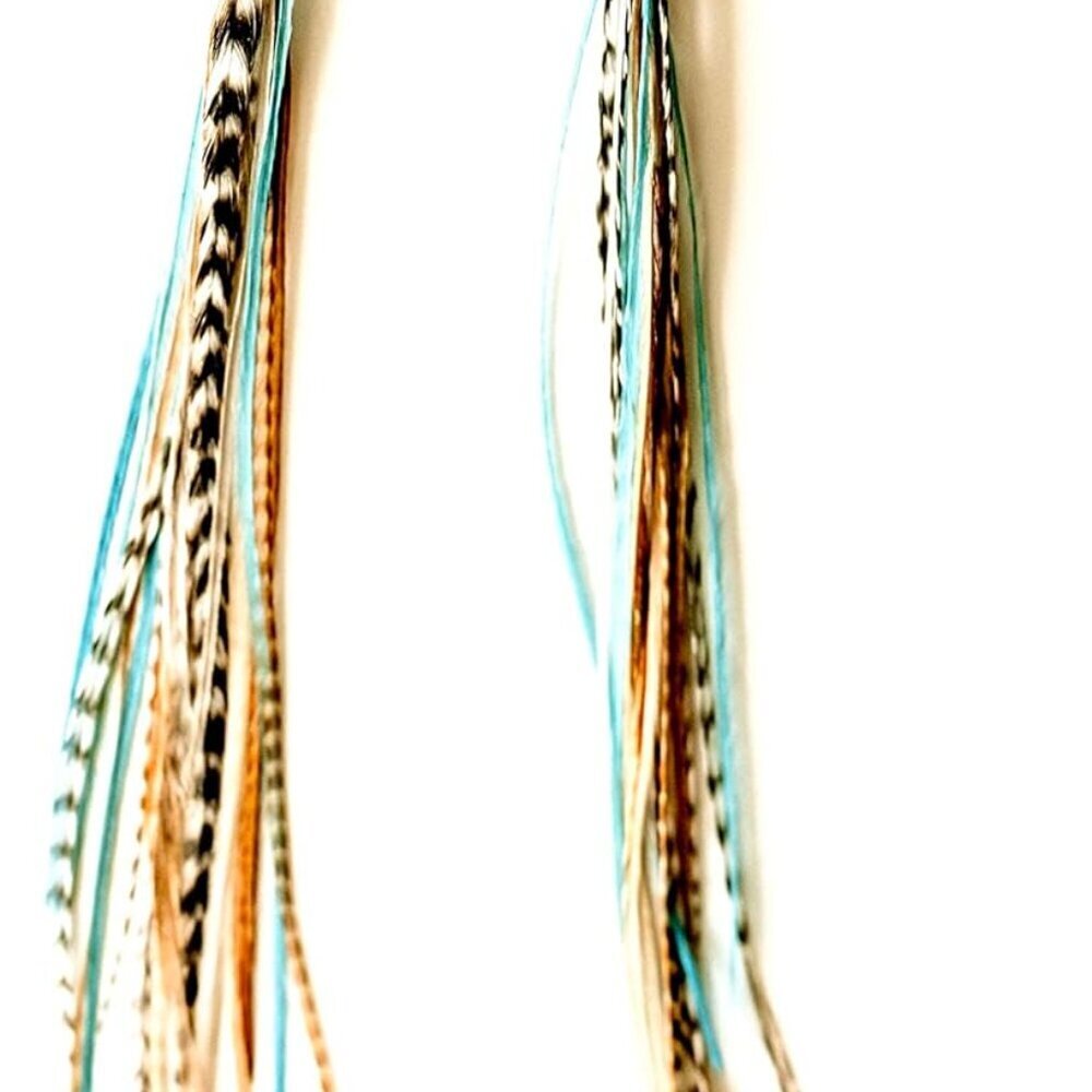 Bohemian handmade long lightweight feather dangle earrings for women
